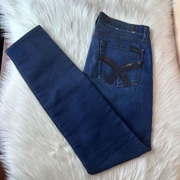 7FAM Gwenevere Skinny Jeans Bling Back Pocket Detail Size 27 - Picture 1 of 10